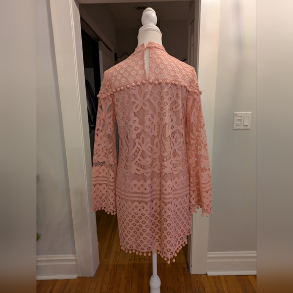 SheIn pink lace dress with bell sleeves - Picture 3 of 5